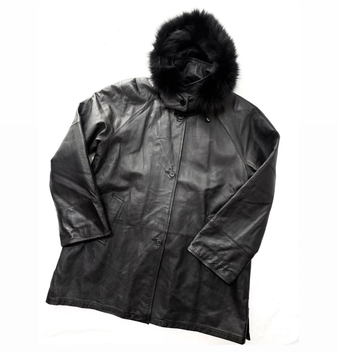 Lart Vivant - 후디드 퍼 레더 코트 상품이미지1