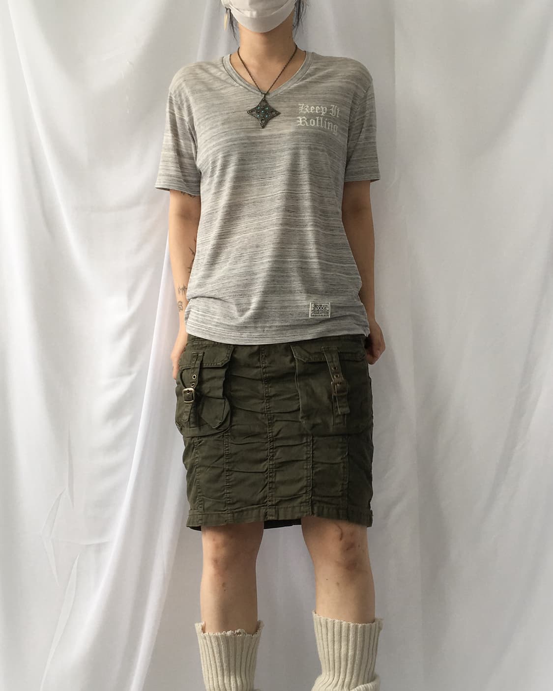 Avirex shirring pocket point skirt 상품이미지4
