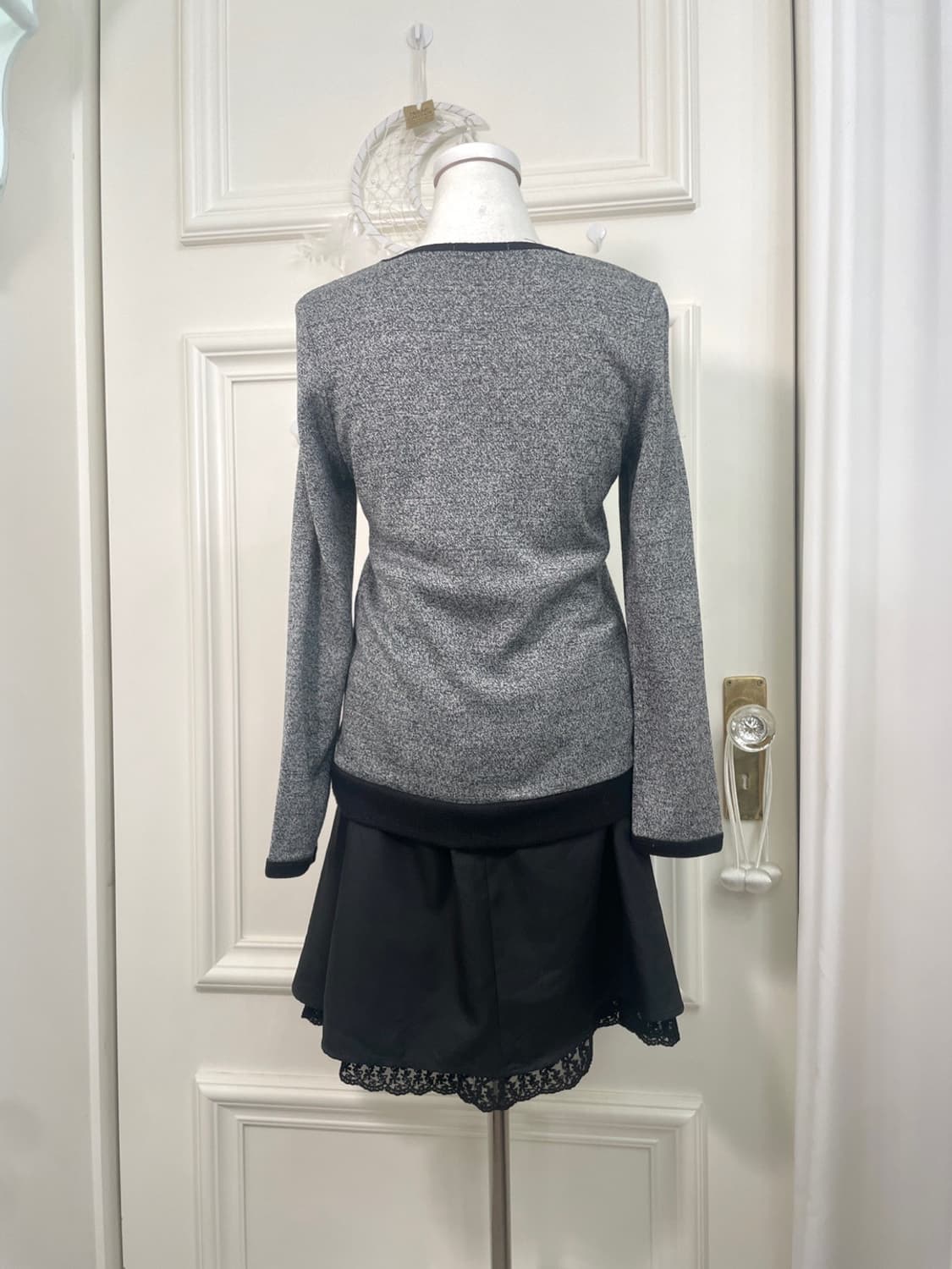 charcoal bow point cubic button knit top 상품이미지4