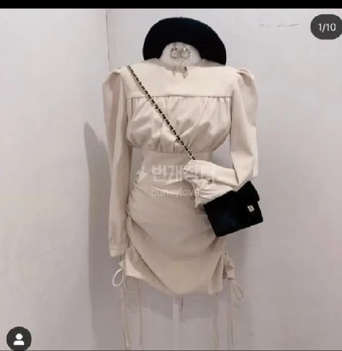 라이크살롱어깨퍼프셔링원피스슬림핏스트링하객룩벨벳울연말룩하이웨스트달천핀터깔 상품이미지1