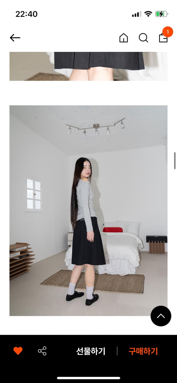 온스카 클래식 플리츠 미디 스커트 상품이미지1