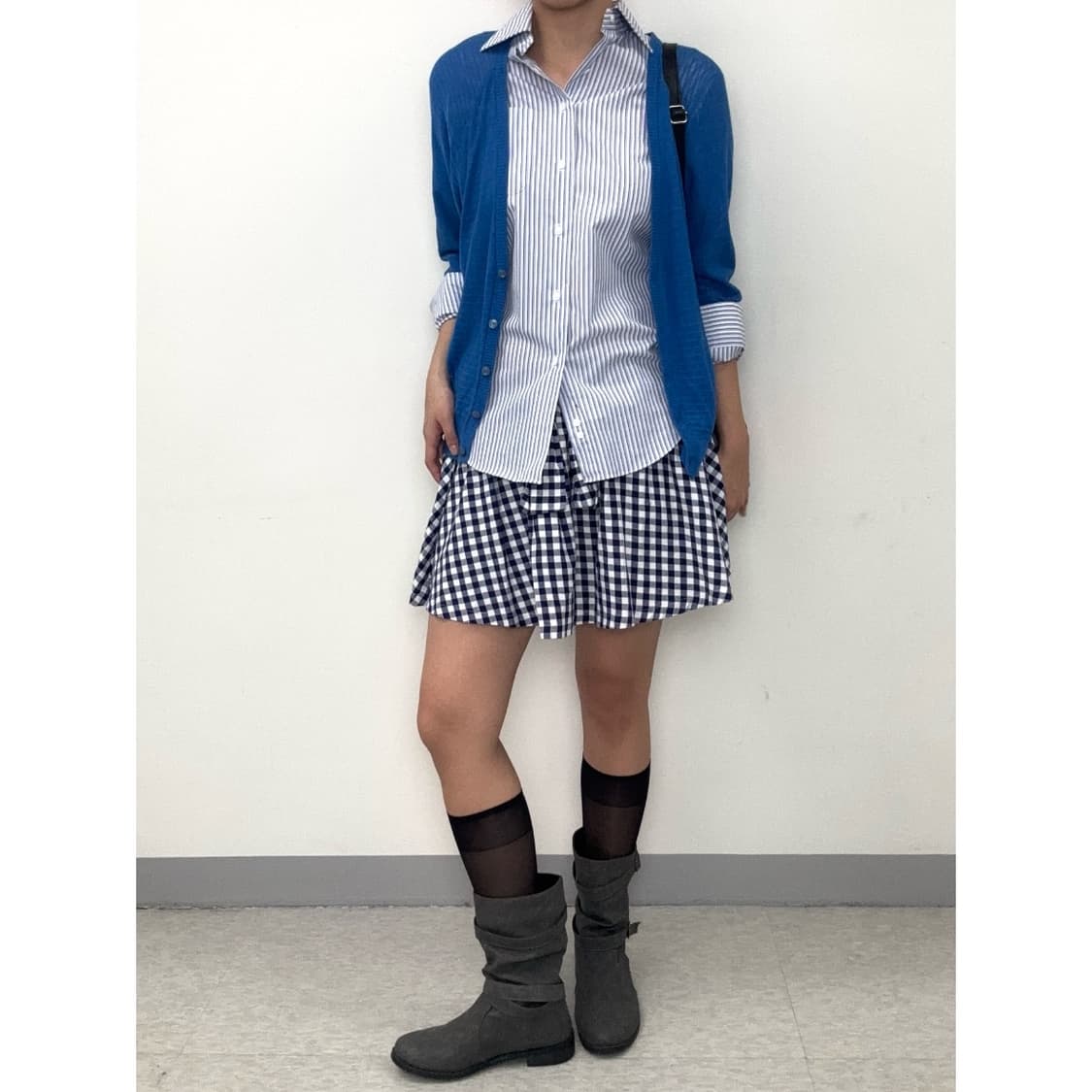 빈티지 체크 리본 스커트 상품이미지1