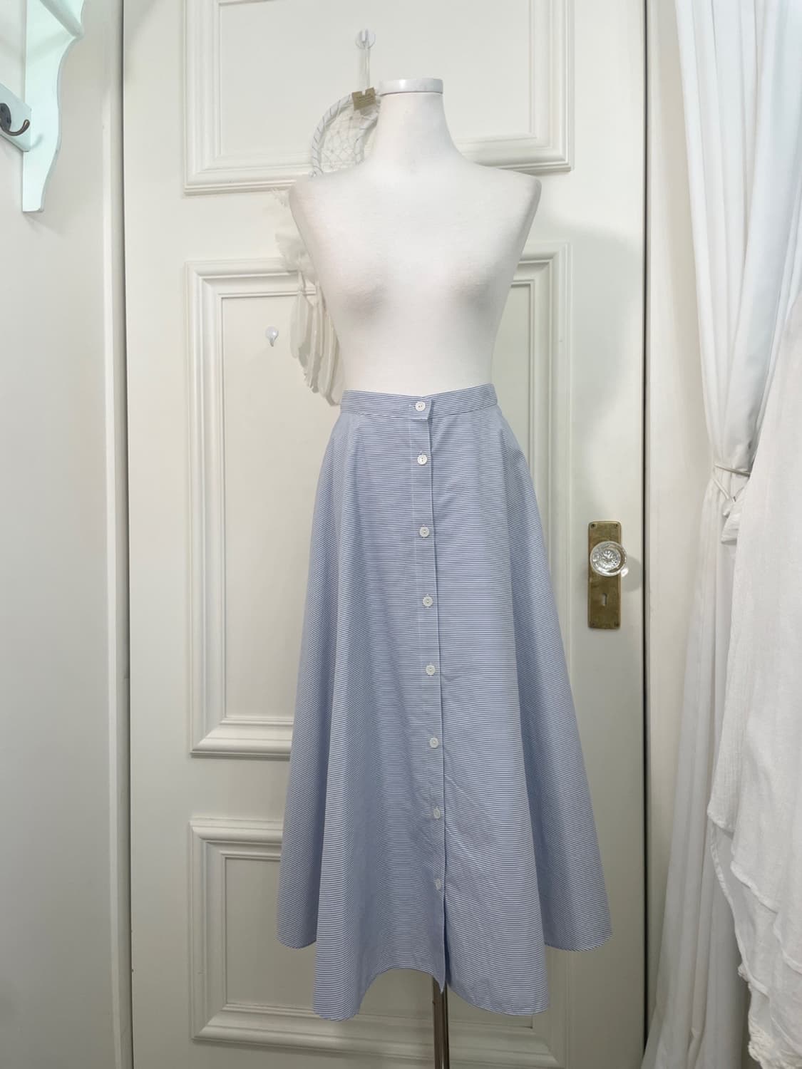 blue white stripe summer flare skirt 상품이미지1