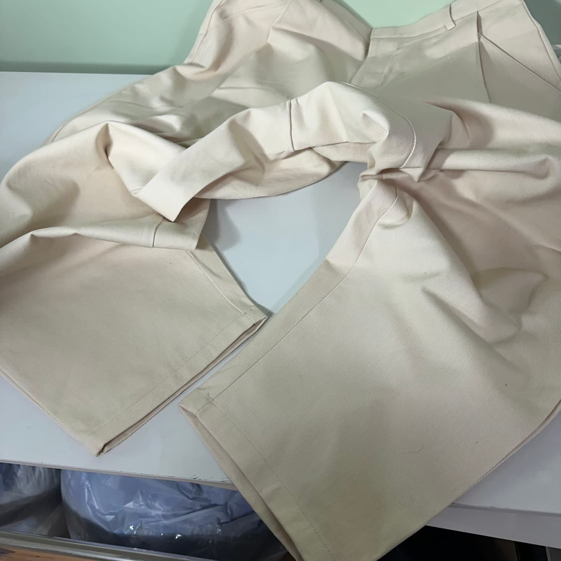 M-L 브아빗 하이웨스트 원턱 아이보리 코튼 도킹벌룬팬츠 상품이미지4