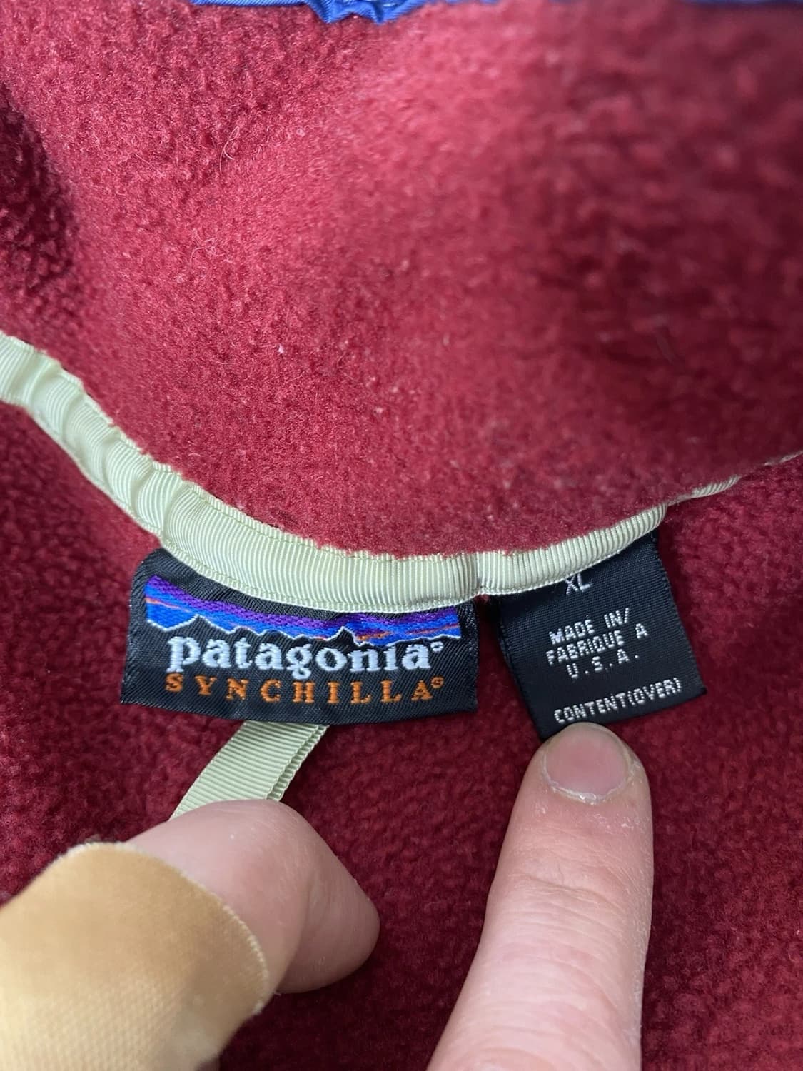 90s 파타고니아 신칠라 스냅-T 버건디/블루 USA 상품이미지2