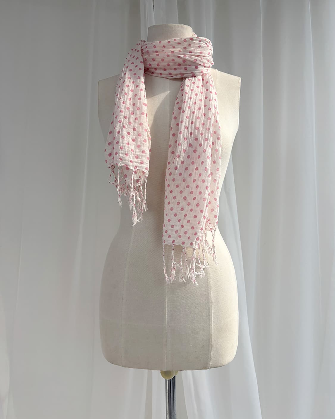 바하 핑크 땡땡이 레트로 스카프 상품이미지2