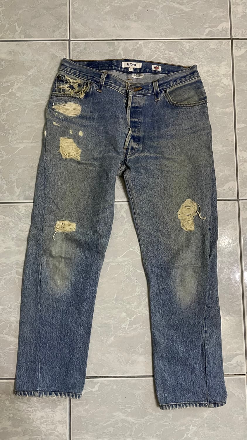 리던 데미지 연청바지 상품이미지1