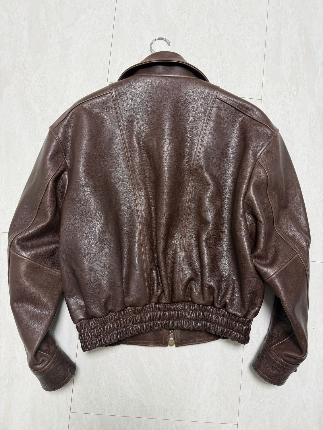 노이어 엔틱 카우 레더 하이넥 블루종 48 상품이미지2