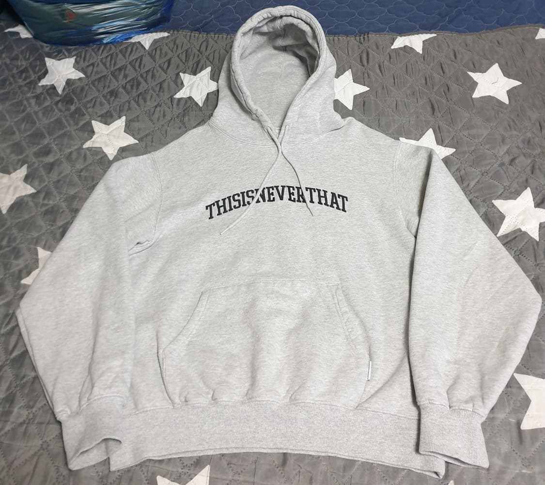 디스이즈네버댓 혜비 레터링 자수 기모 후드티 그레이 (M) 상품이미지1