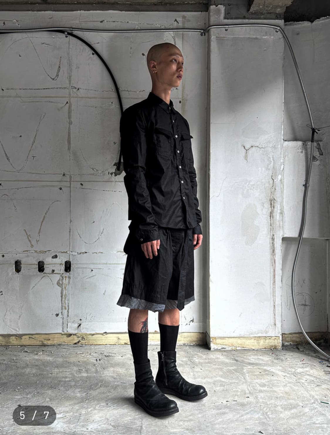 [46] SAN263-1 Waxed Single Shirt BLACK 상품이미지4