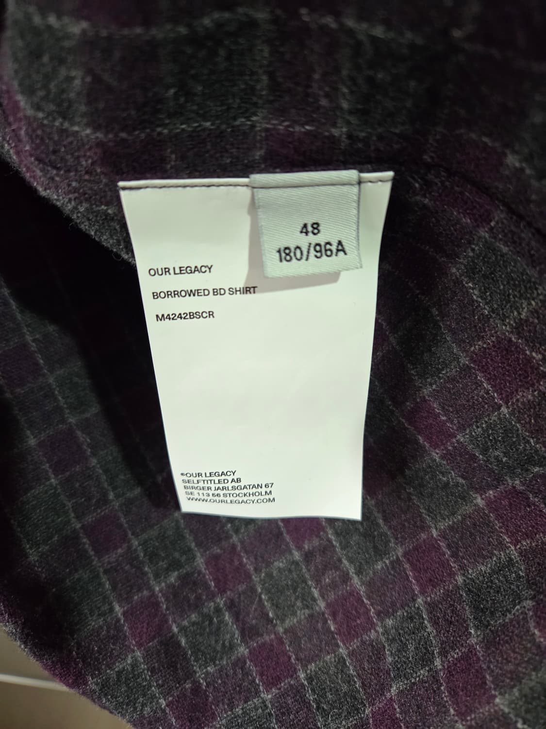 아워레가시 보로우드 BD 셔츠 소포모어 체크 루럴 울 사이즈48 상품이미지5