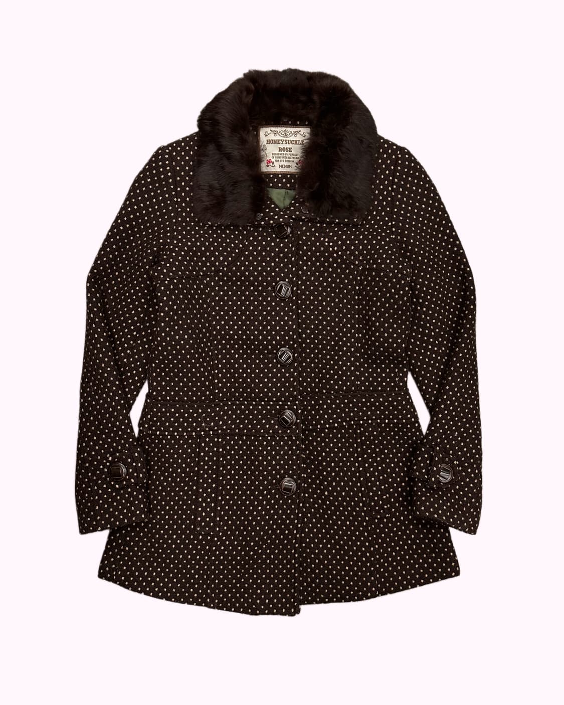 brown wool polka dot fur coat 상품이미지1