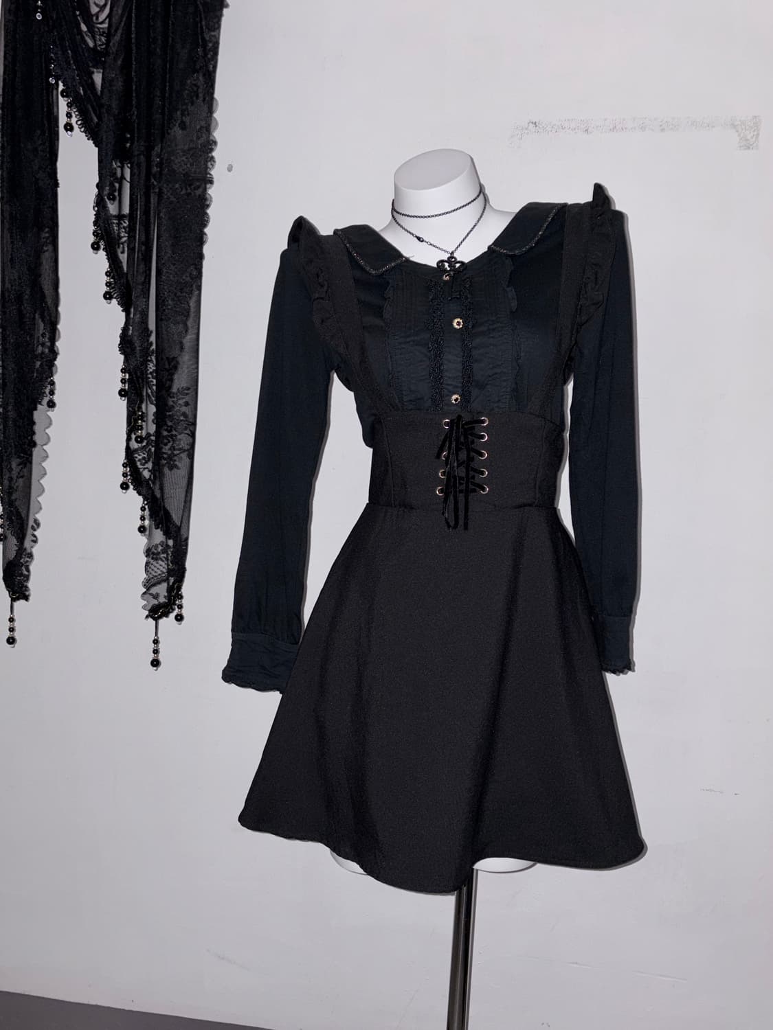 코르셋 멜빵 스커트 고스 고딕 고스로리 다크페어리 상품이미지1