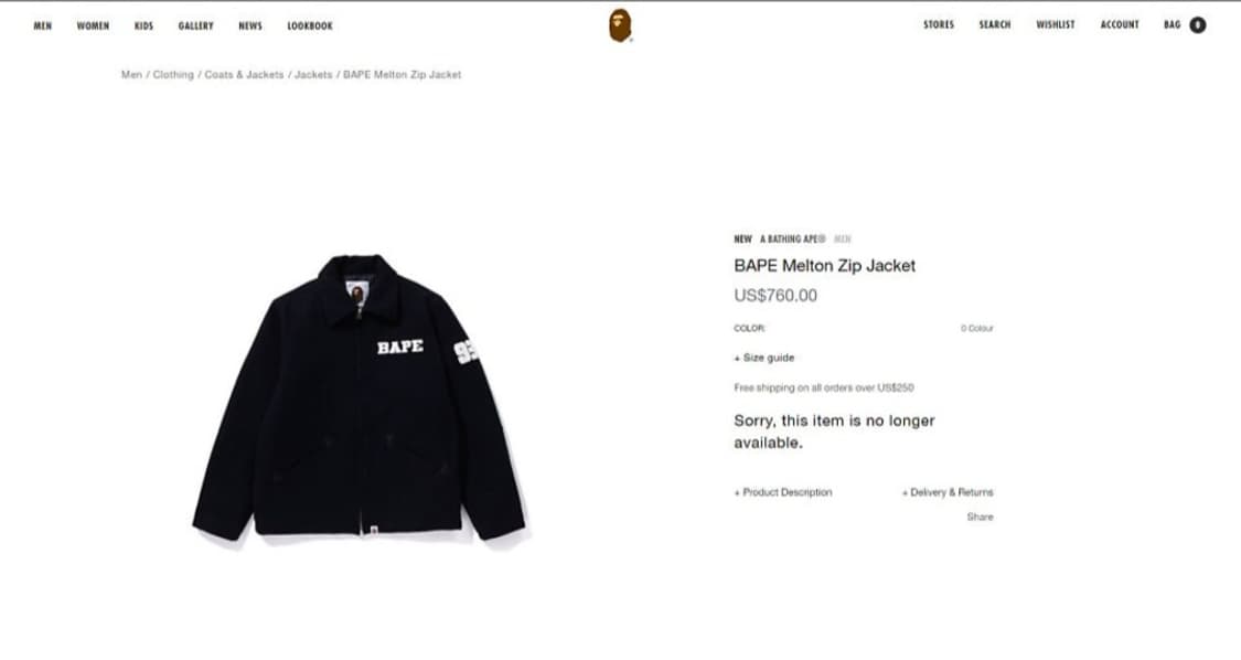 BAPE 93AW Melton Zip Jacket 베이프 멜톤 울 자켓  상품이미지7