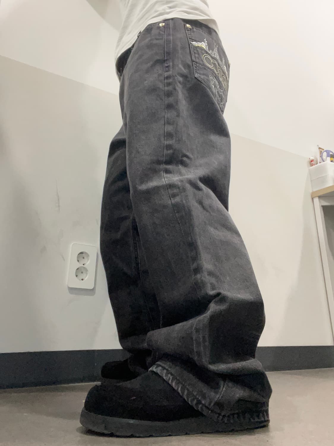 (빈티지)00‘s Coogi 쿠지 올드스쿨 자수 패치 와이드워싱데님팬츠 상품이미지2