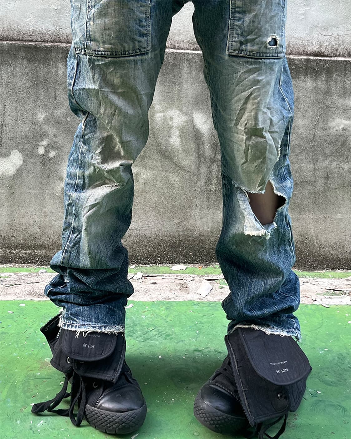Y2K Distressed Cargo Denim Pants 상품이미지4