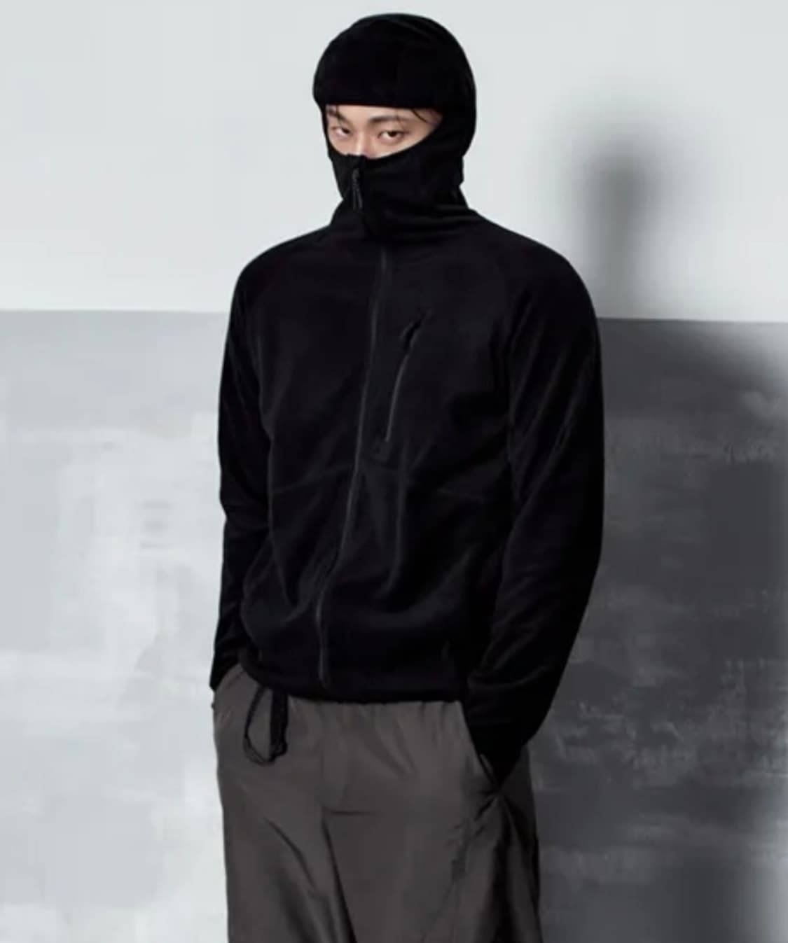 시티 레저 그리드 폴라 플리스 바라클라바 후디드 집업 [블랙] 상품이미지2