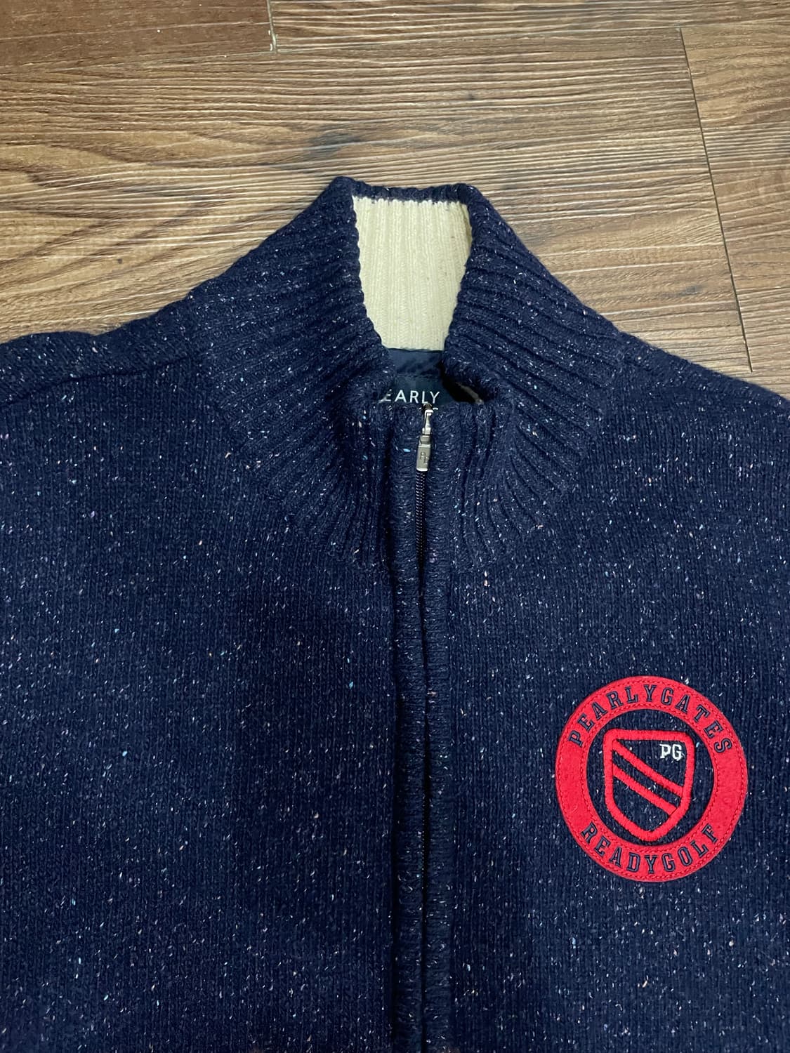 파리게이츠 골프웨어 방풍 셔틀랜드 울 니트 집업 자켓 네이비 상품이미지2