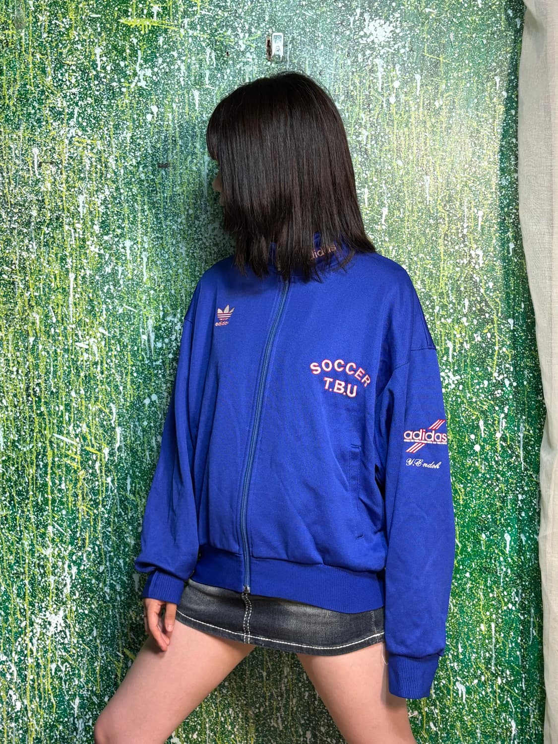 90s 아디다스 데상트 올드스쿨 빅로고 스펠로고 블루 져지 L  상품이미지2