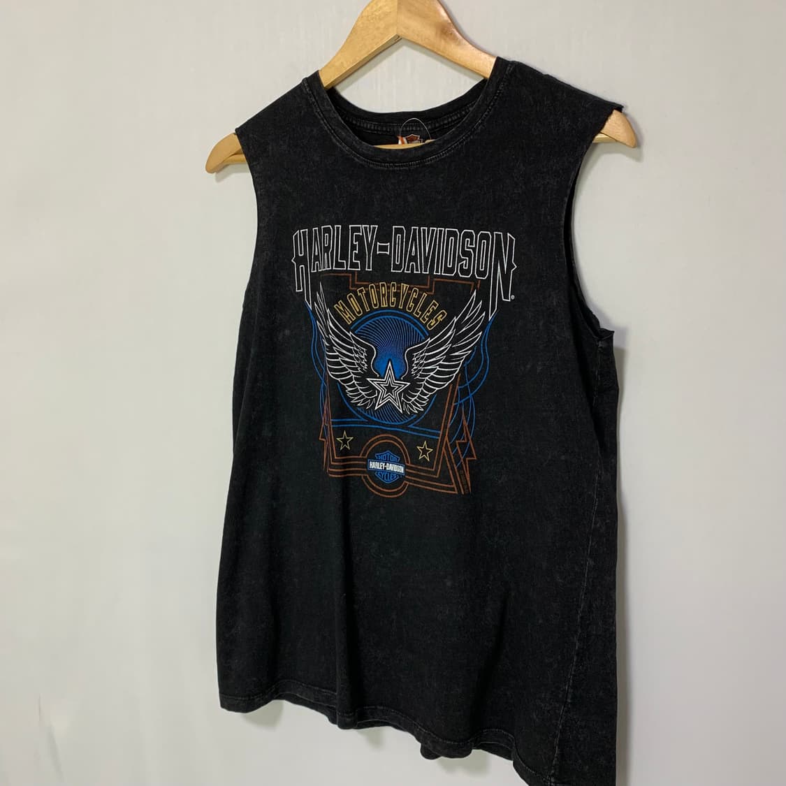 할리 데이비슨 빈티지 프린팅 슬리브리스 펑크 나시 L 남녀공용 상품이미지3