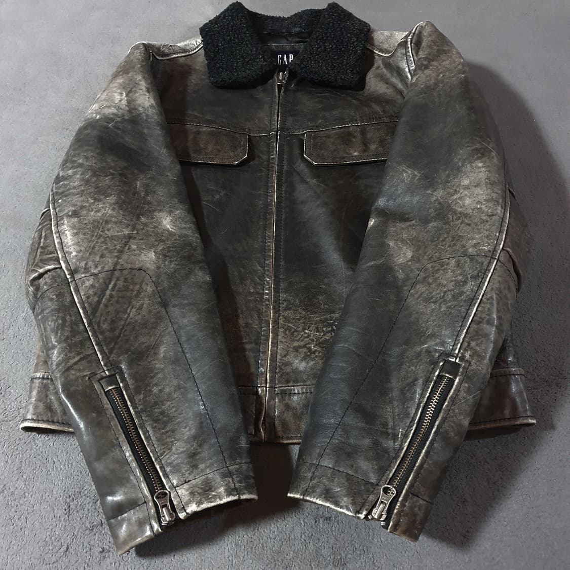 90s 올드 갭 카우 레더 자켓 xs 상품이미지4