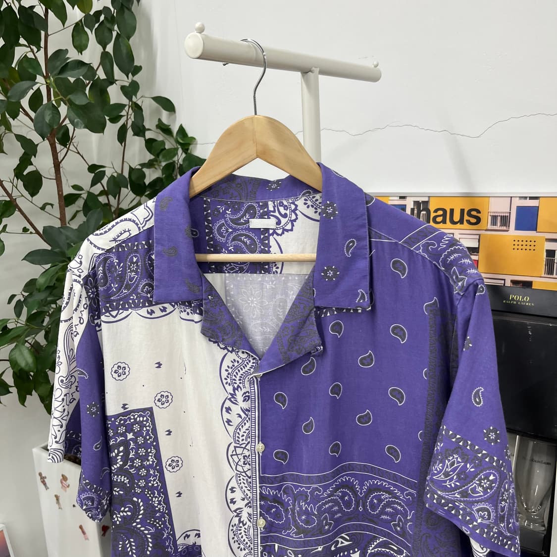 8by yoox 비스코스/코튼 페이즐리 반팔 셔츠 XXL 상품이미지2