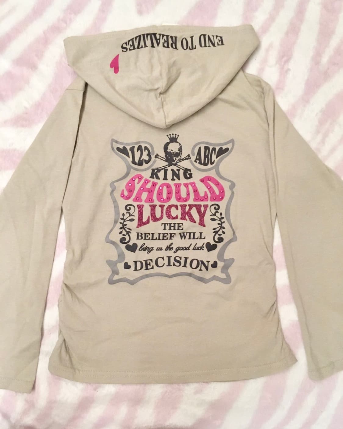 헤이세이 Y2K 레오파드 큐빅 레터링 후드티 갸루 상품이미지3