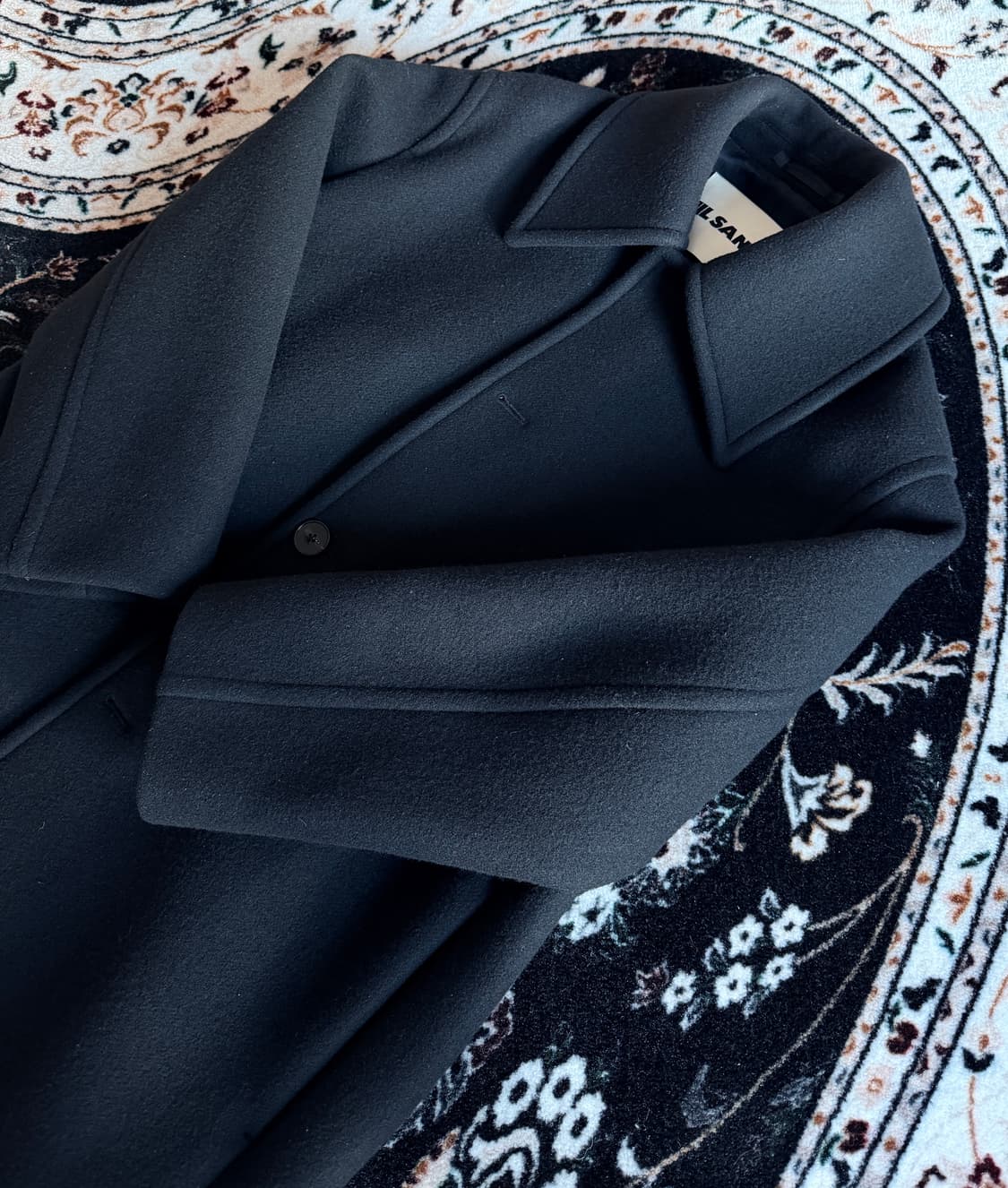 질샌더 싱글 브레스티드 울 발마칸 코트 상품이미지4