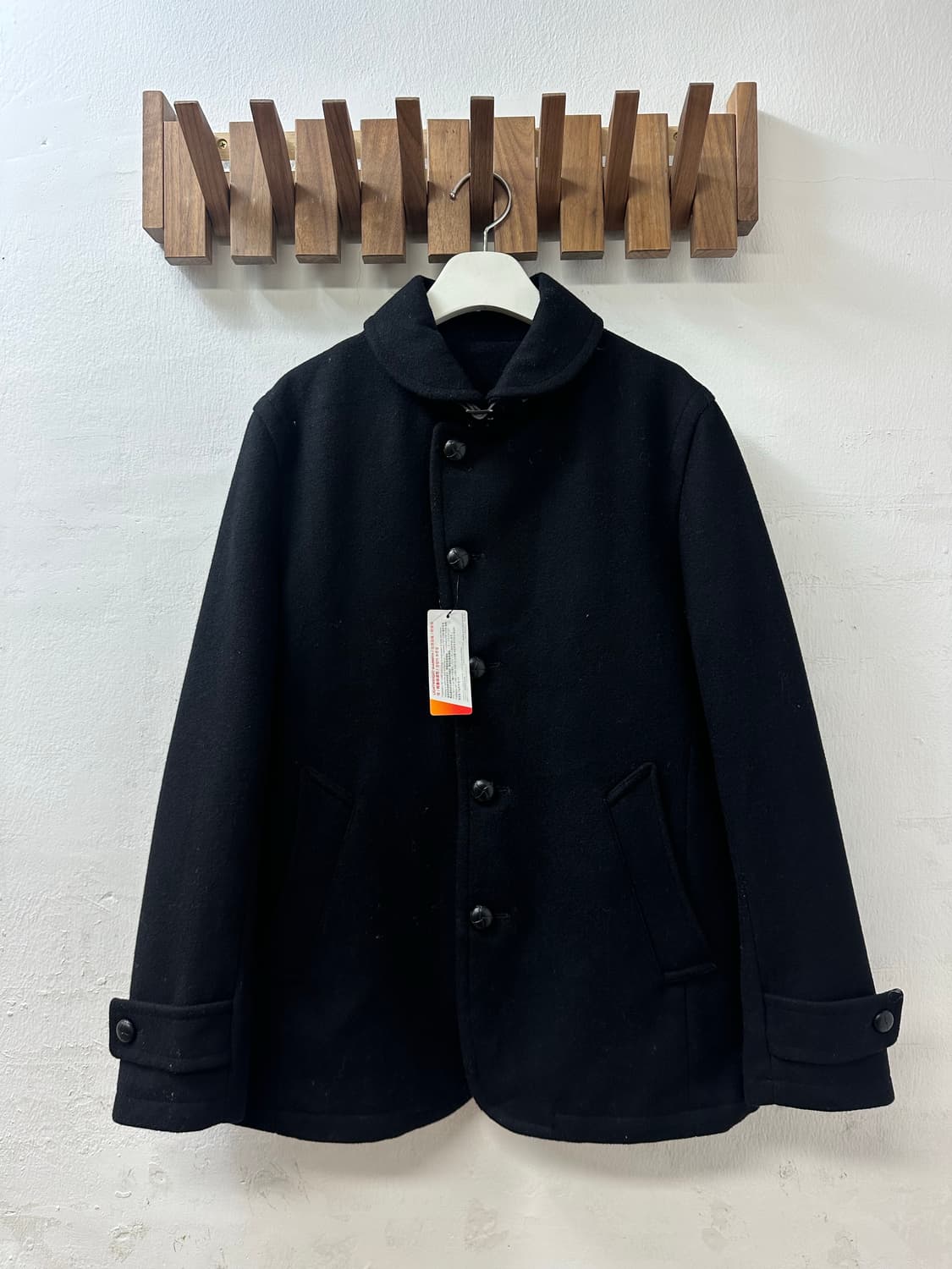 택있는 새상품 일본빈티지 블랙 카라 코트  상품이미지1