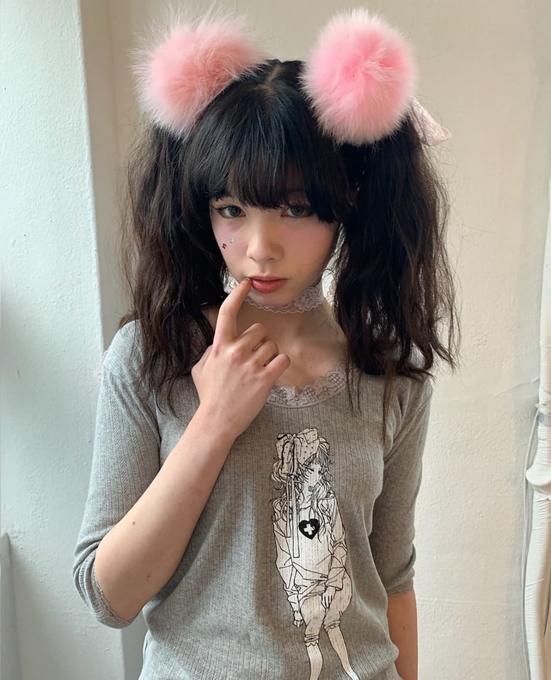 샵페어리 dreamy girl lace t-shirt 그레이 상품이미지1