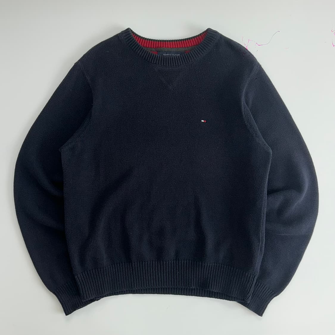 Tommy hilfiger 타미힐피거 스몰로고 네이비 니트 상품이미지3