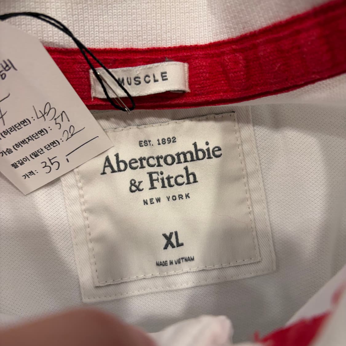 [XL] 아베크롬비 화이트 반팔 폴로티 D29 상품이미지6