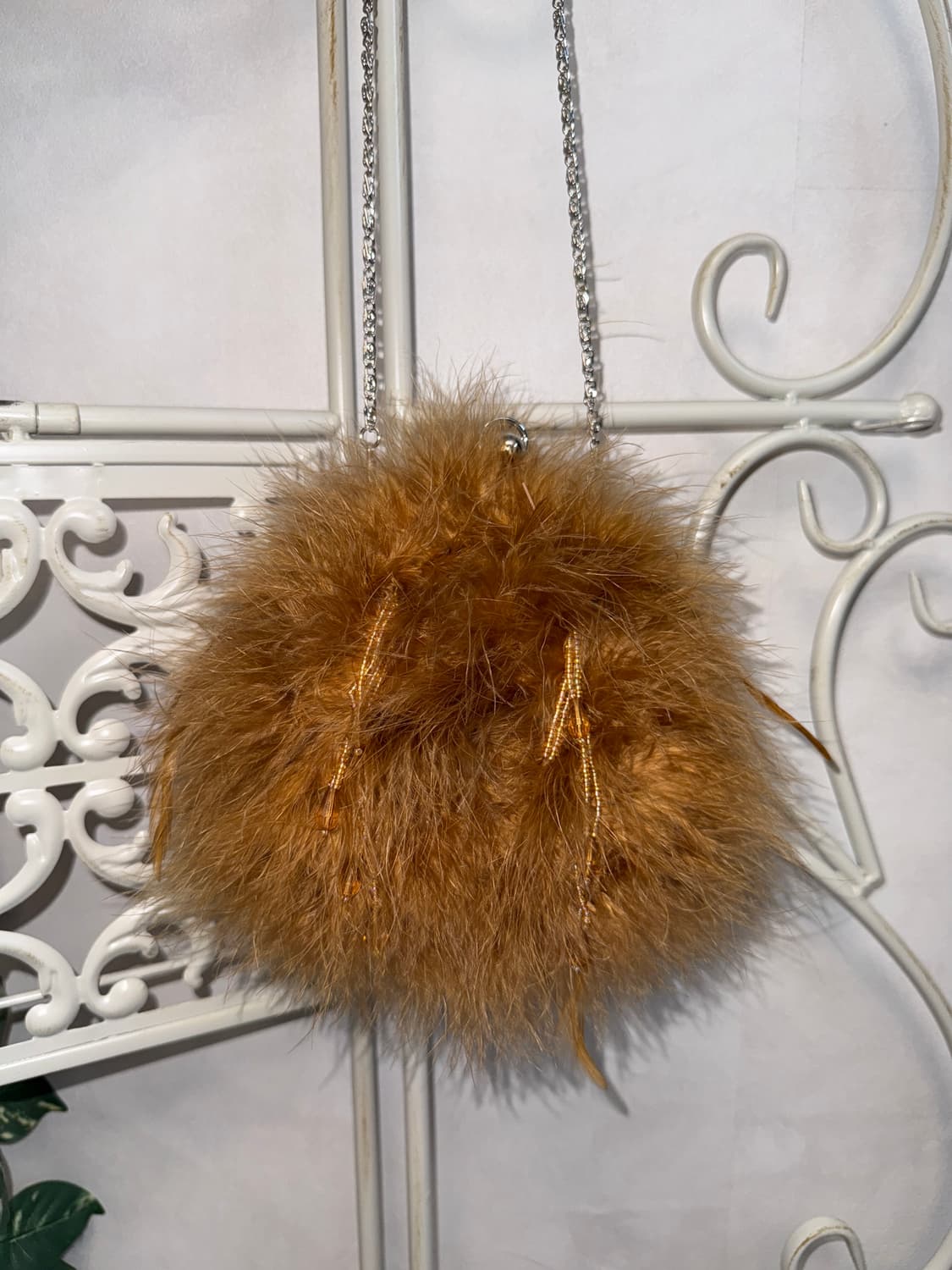 Brown fur beads mini two ways chain bag 상품이미지3