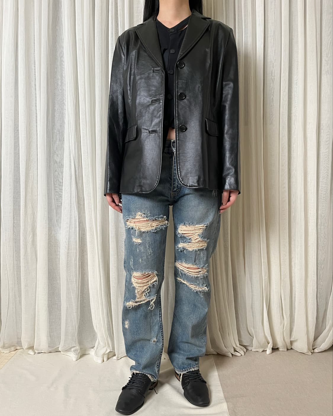 발망 쉽스킨 레더 블레이저 balmain sheep skin 자켓 상품이미지8