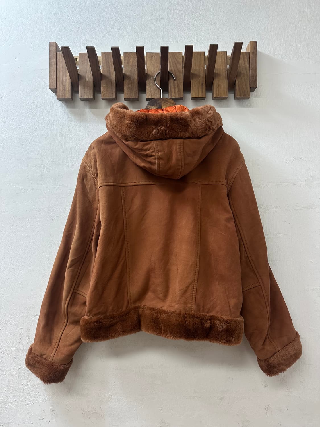 일본빈티지 Scoop 브라운 더플 토글 버튼 후드 무스탕 코트 상품이미지5