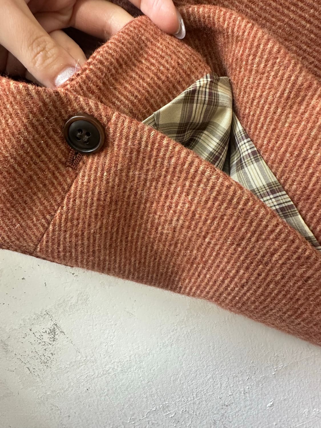 일본빈티지 KUMIKYOKU 울 혼방 헤링본 케이프 판초 코트 상품이미지5