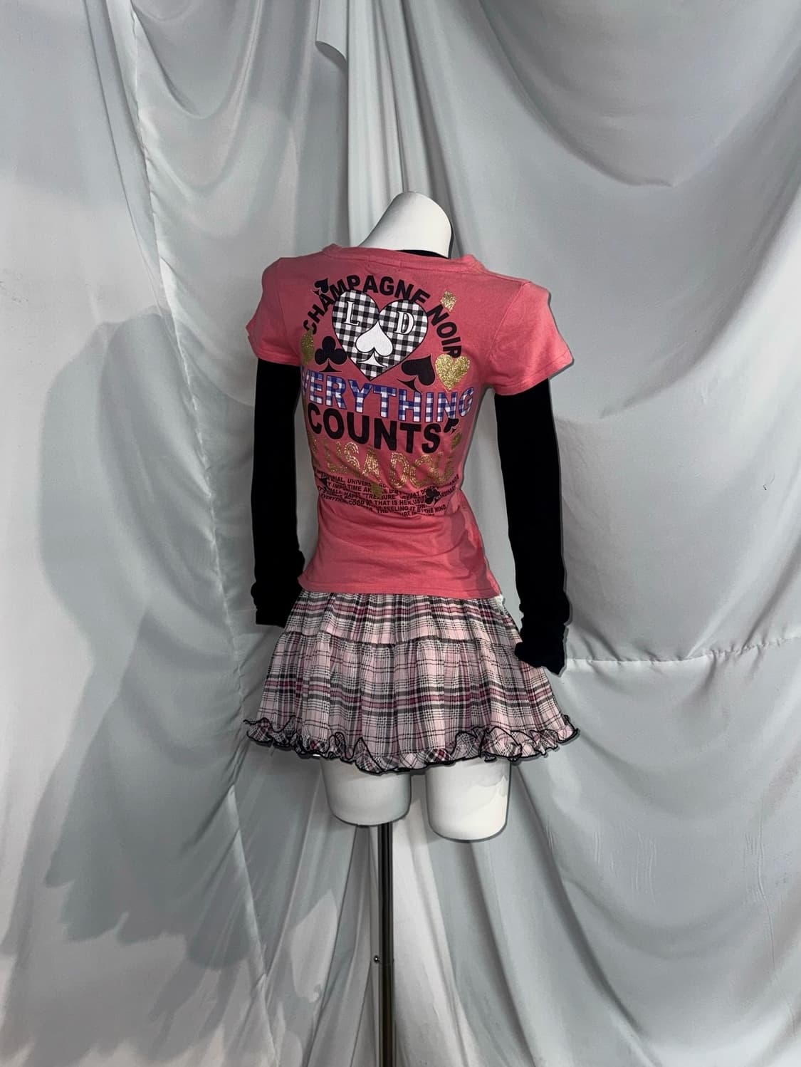 리즈리사 키치 히메 핑크 데빌 후드 딱붙 원피스 후드집업  상품이미지5