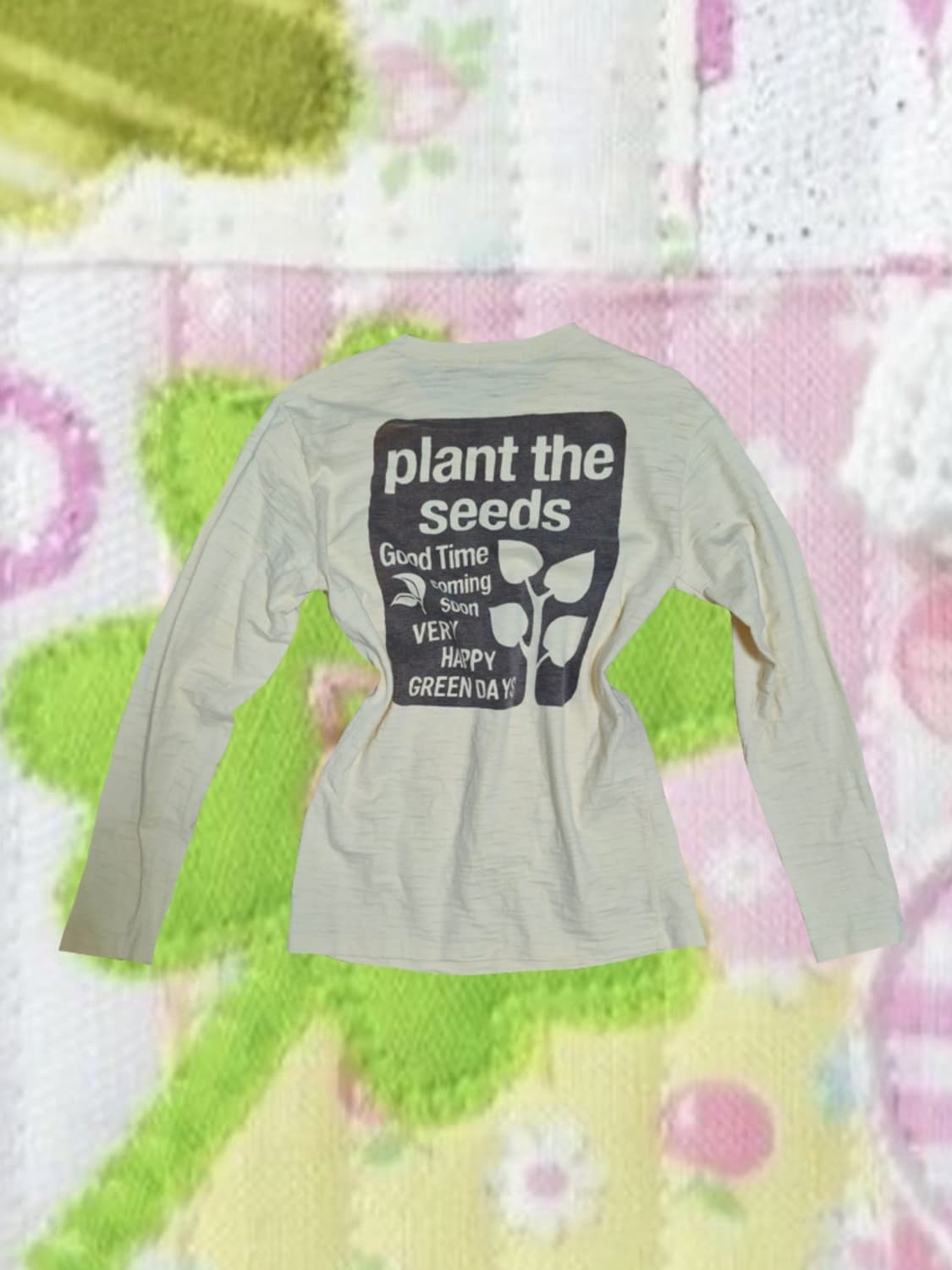 빈티지 모리걸 행을 네잎 클로버 긴팔 티셔츠 롱슬리브 상품이미지3