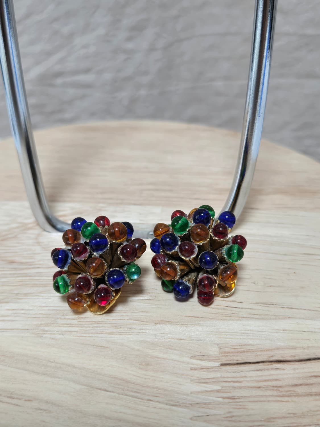 유럽 빈티지 컬러 글라스 비즈 클립 귀찌 상품이미지4