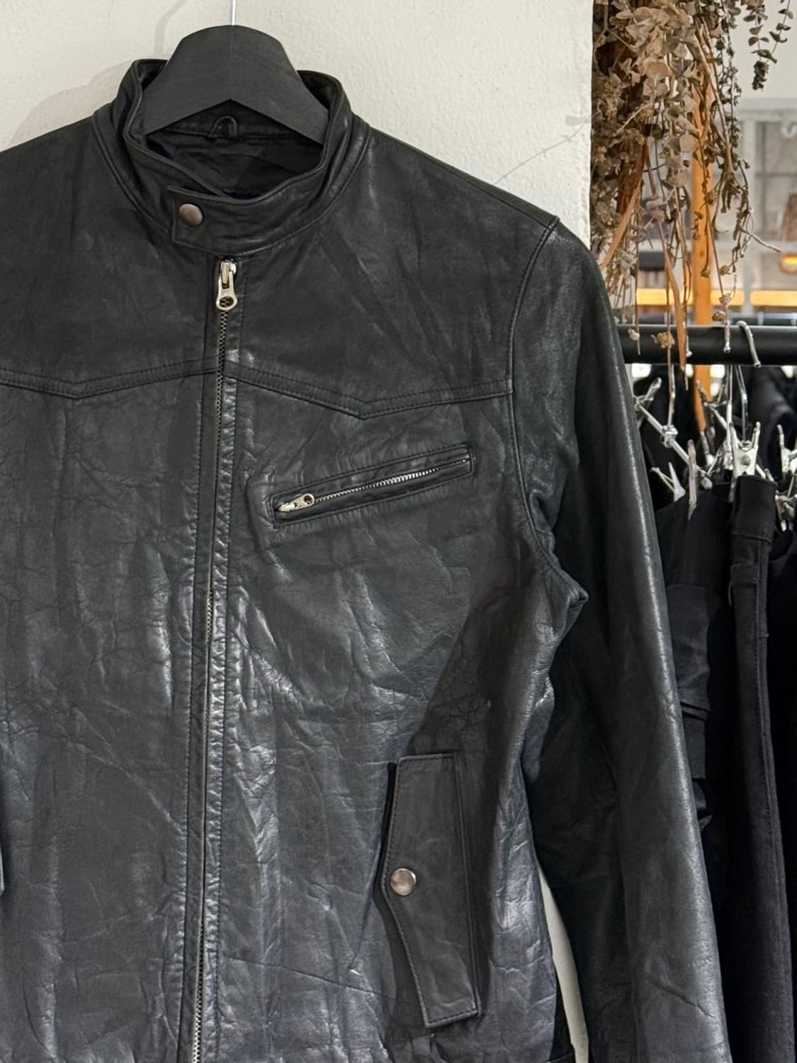 드렐라 블랙 싱글 라이더 레더 자켓 상품이미지3