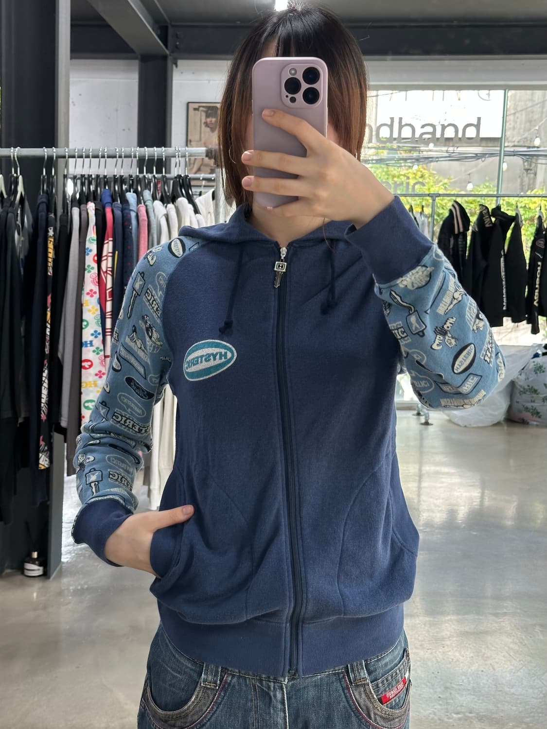 히스테릭글래머 너드 래글런 카툰로고 Key 후드집업 상품이미지1