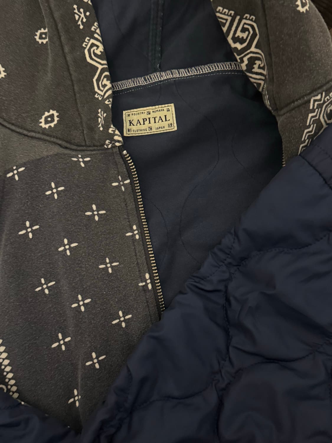 캐피탈 플리스 반다나 비부악 후드 블루종 블랙 상품이미지1