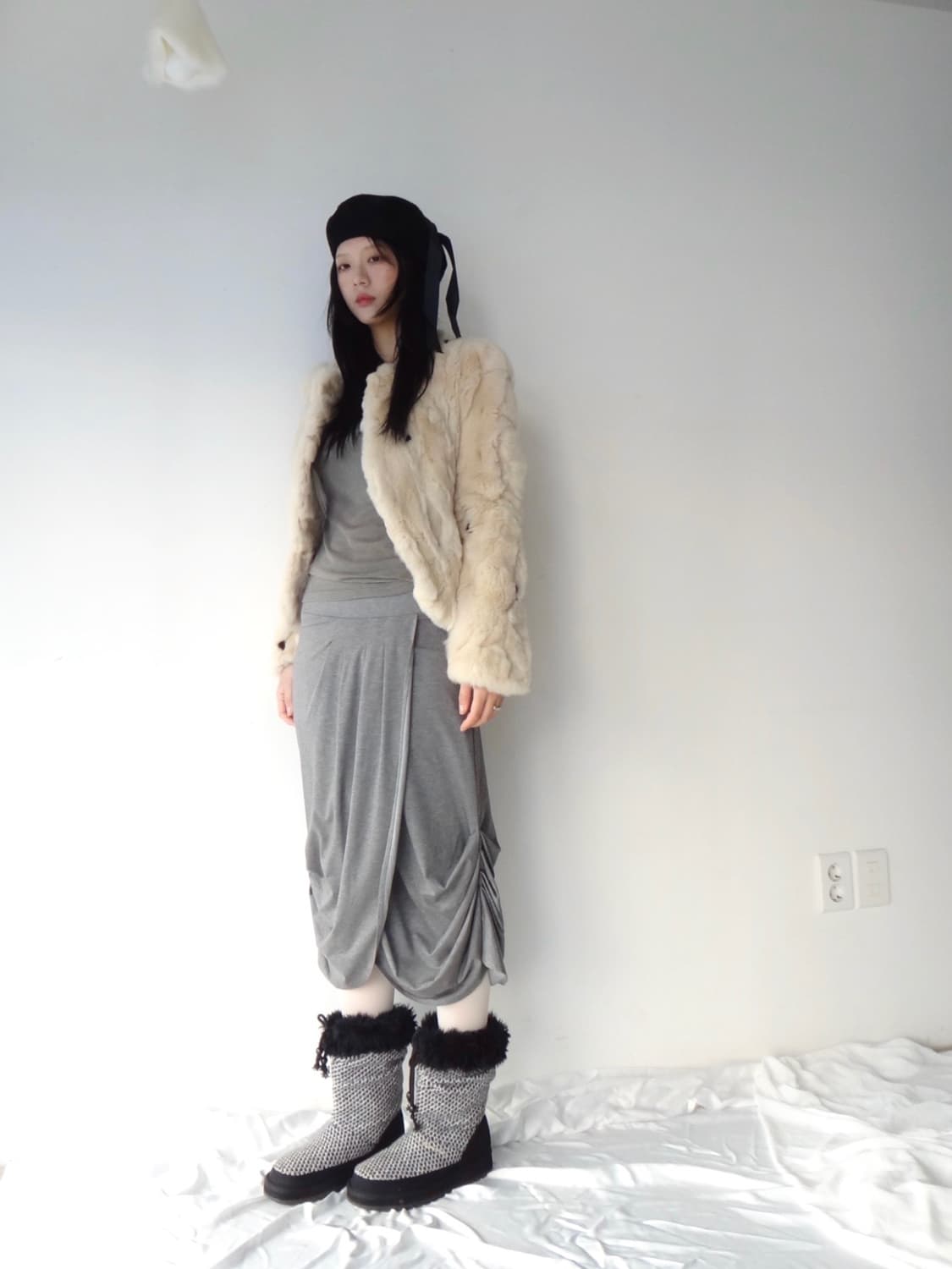 Milk rabbit fur jacket / ivory 상품이미지4