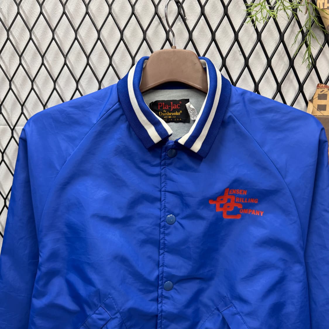 90s USA VINTAGE 코치 자켓 후면 빅프린팅 포인트 블루 상품이미지3