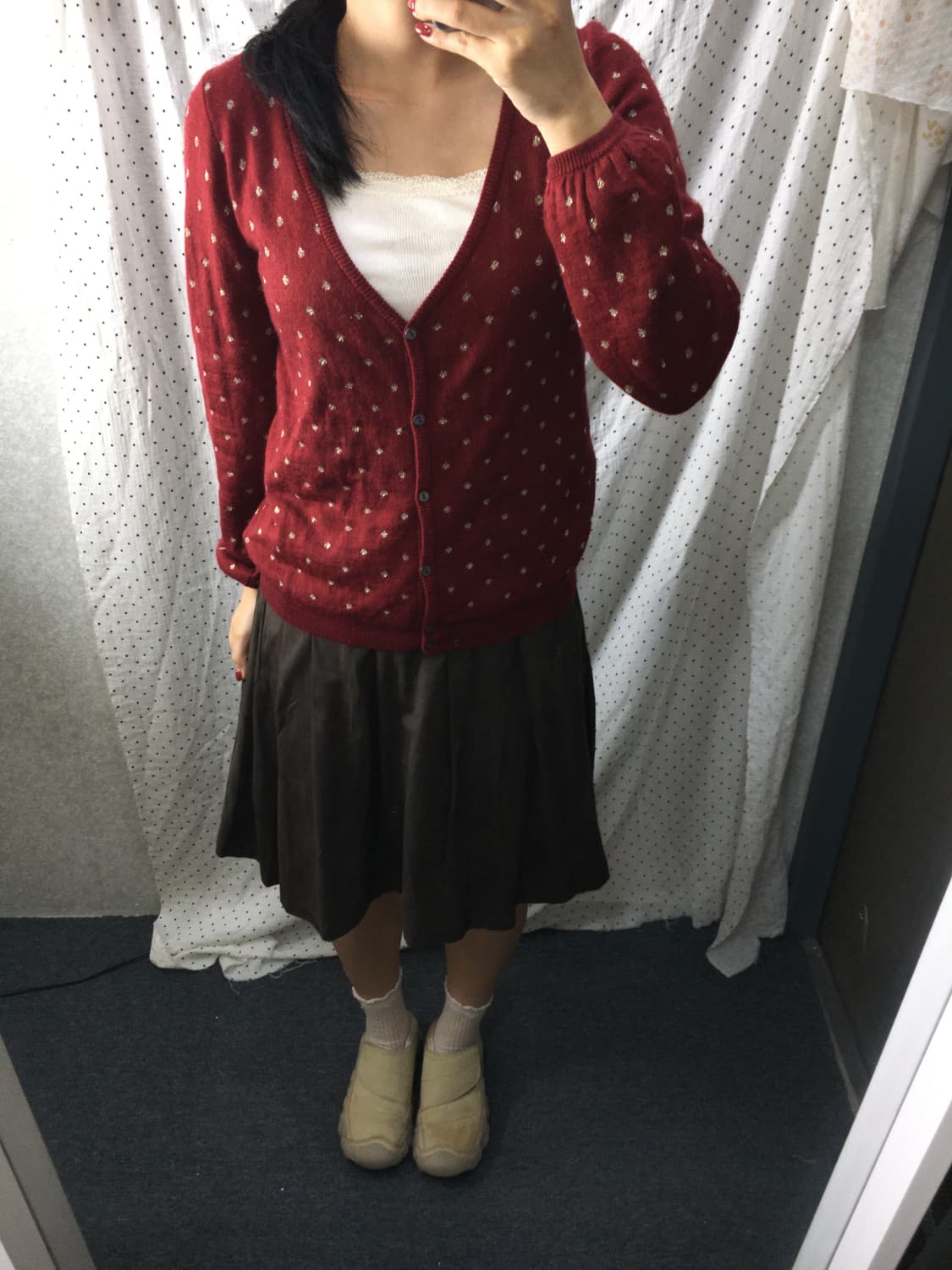 레드 도트 가디건 상품이미지2