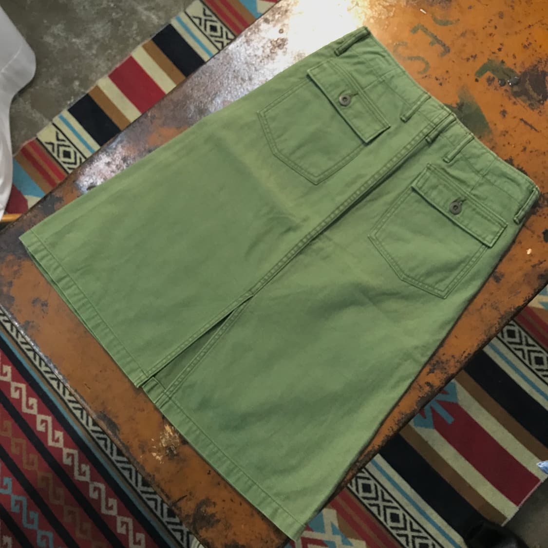 Japan vtg 카키 퍼티그 미디 스커트 허리 30  상품이미지2