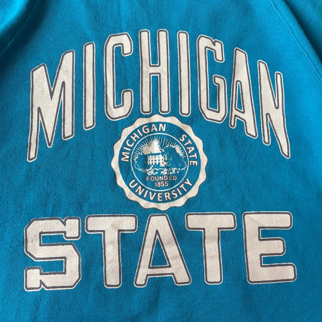 90s 90년대 미국 생산 빈티지 민트 블루 스웻셔츠 상품이미지5