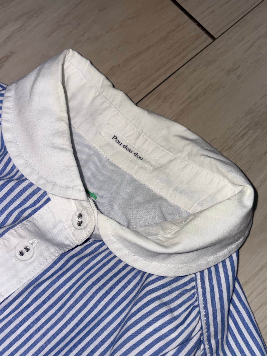 블루 스트라이프 둥근카라 블라우스 상품이미지7