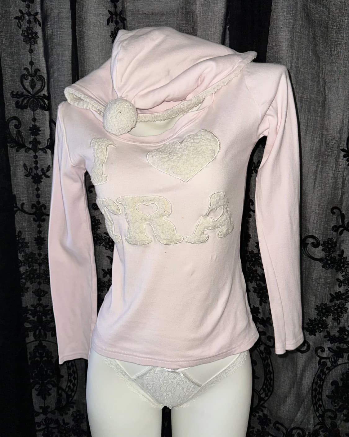 Light pink long-sleeve hoodie 상품이미지2
