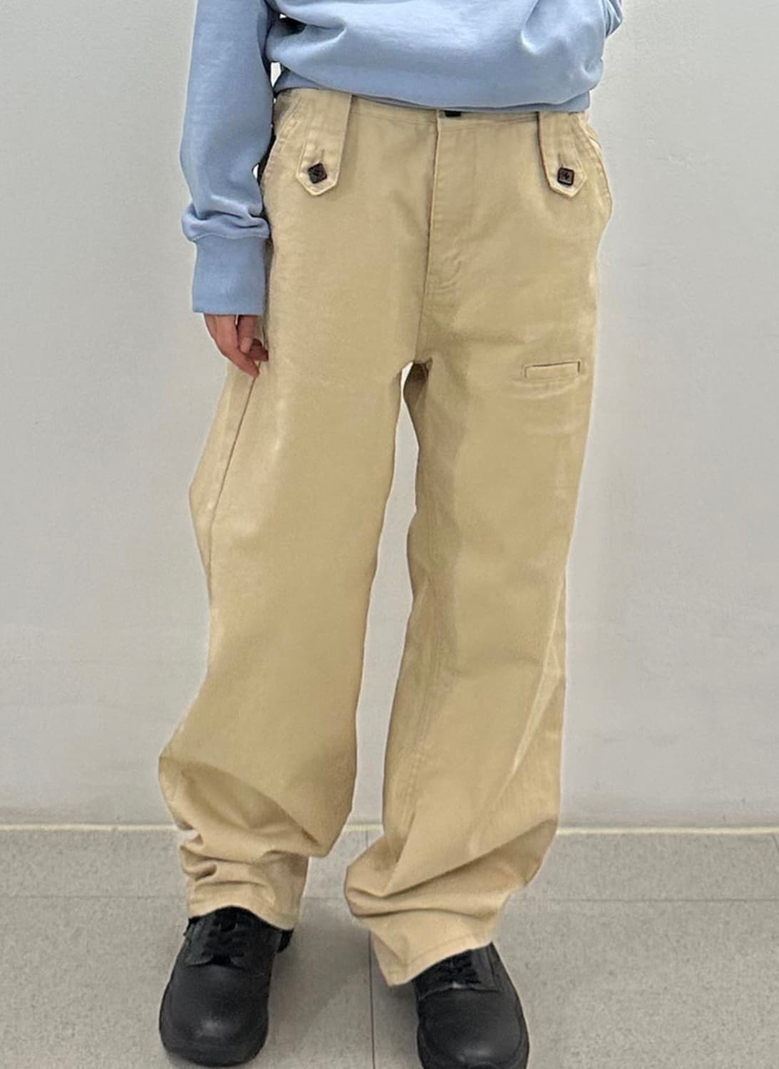 BUTTON COTTON PANTS / beige  상품이미지1